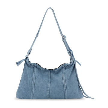 Denim Tote Bag for Women Jean Hobo Shoulder Bag for Work Travel College Large Capacity Denim Crossbody Bag